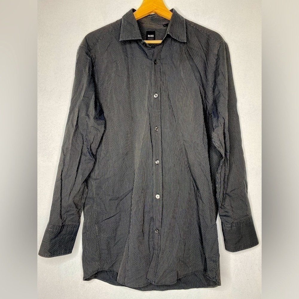 Hugo‎ Boss Men's Long Sleeve Black Gold Stripe Button Up Shirt M